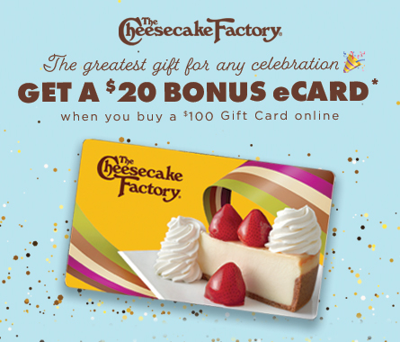 Get a $20 bonus ecard when you buy a $100 gift card online