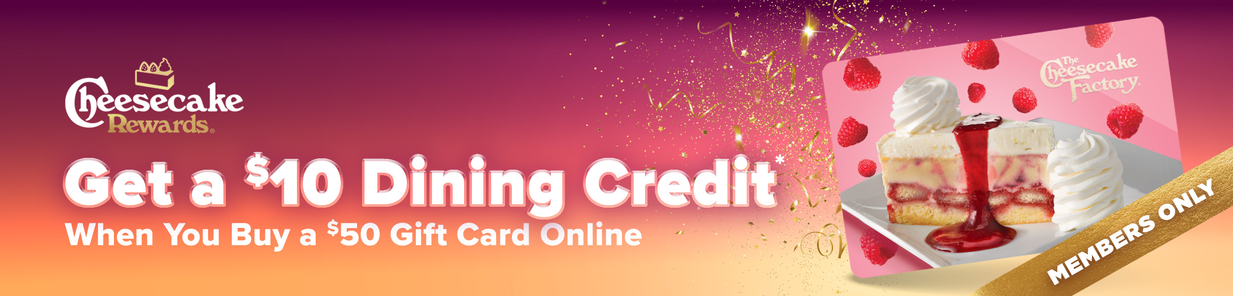 Get a $10 Dining Credit when you buy a $50 gift card online