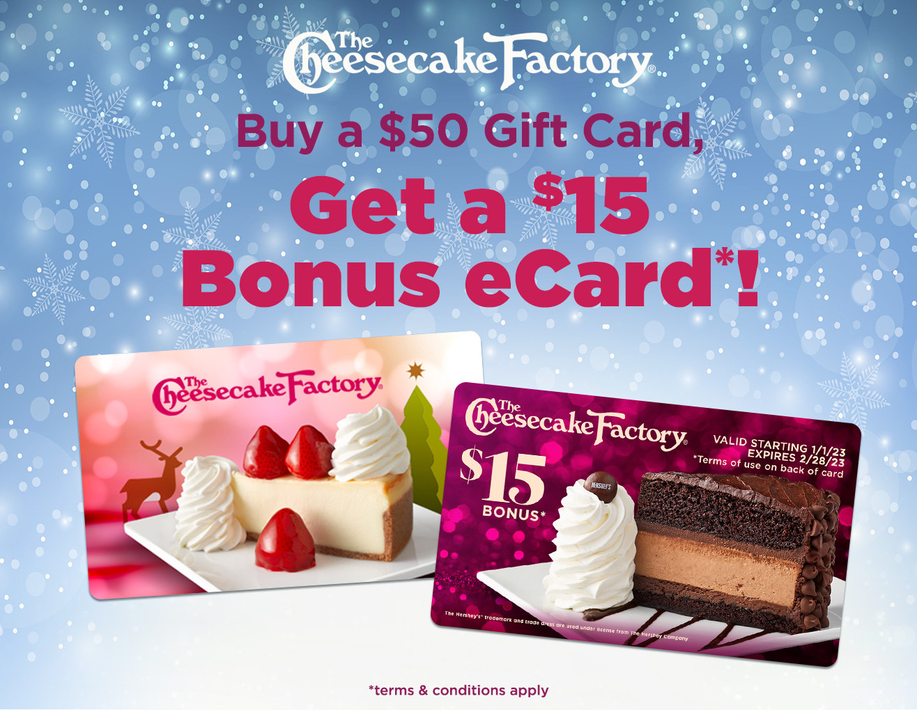 Buy a $50 Gift Card, Get a $15 Bonus eCard!